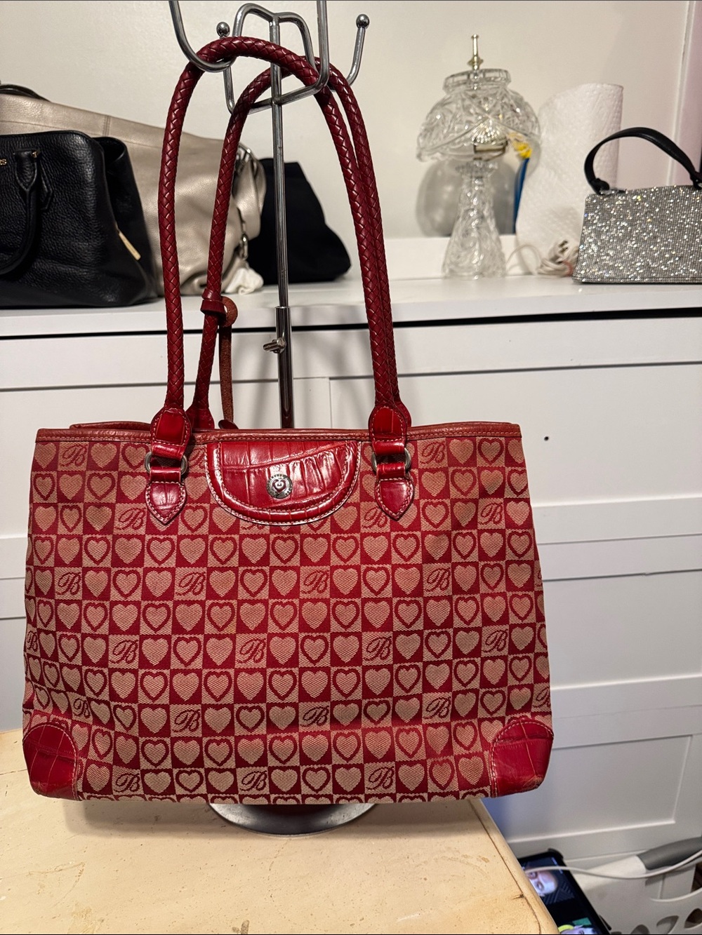 Brighton Y2K Red Heart PatternTote Bag